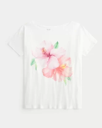 Γραφικό μπλουζάκι ιβίσκου off-the-Shoulder