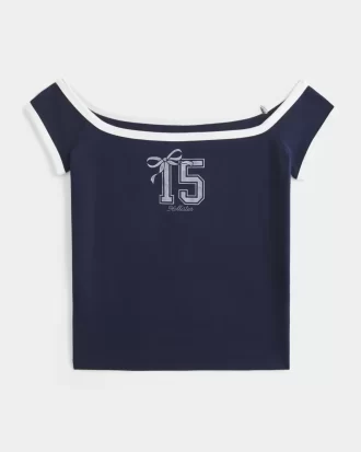 Γραφικό μπλουζάκι με λογότυπο off-the-Shoulder