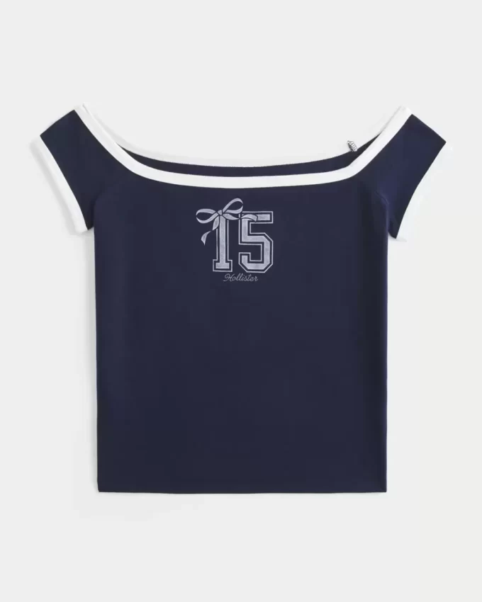 Γραφικό μπλουζάκι με λογότυπο off-the-Shoulder