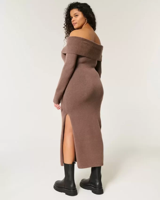 Μίντι πουλόβερ φόρεμα off-the-Shoulder Μίντι πουλόβερ φόρεμα off-the-Shoulder
