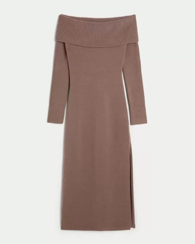 Μίντι πουλόβερ φόρεμα off-the-Shoulder Μίντι πουλόβερ φόρεμα off-the-Shoulder