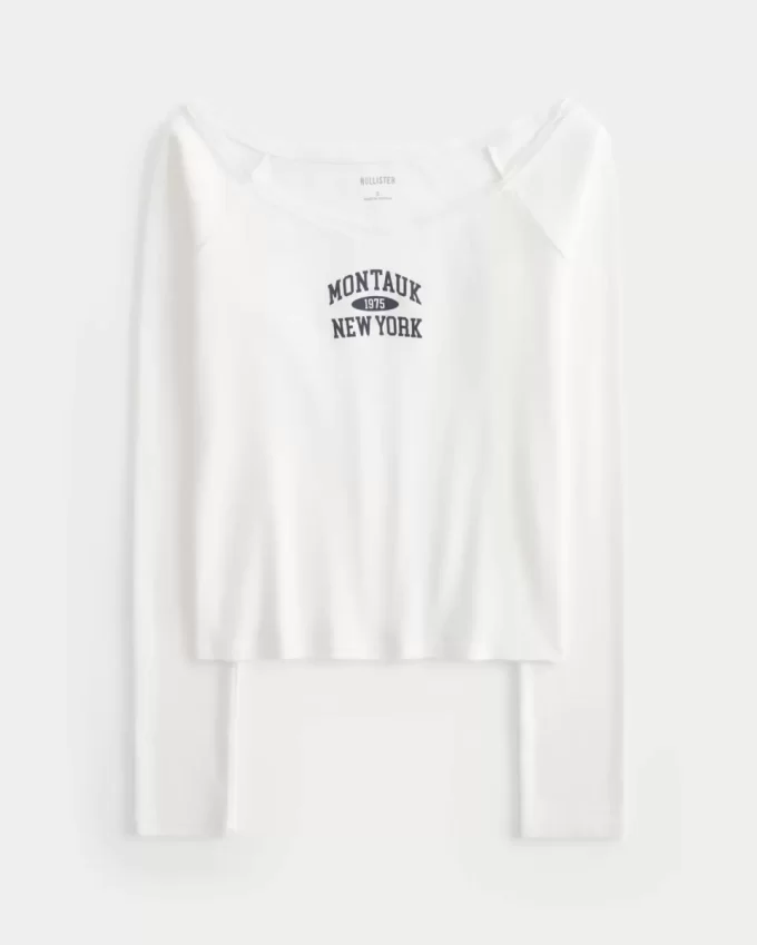 Γραφικό μπλουζάκι με δαντέλα Off-the-Shoulder Montauk Γραφικό μπλουζάκι με δαντέλα Off-the-Shoulder Montauk