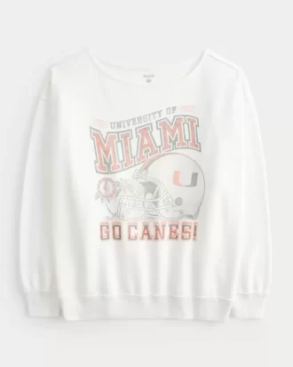 Υπερμεγέθη γραφικό φούτερ Off-the-Shoulder University of Miami