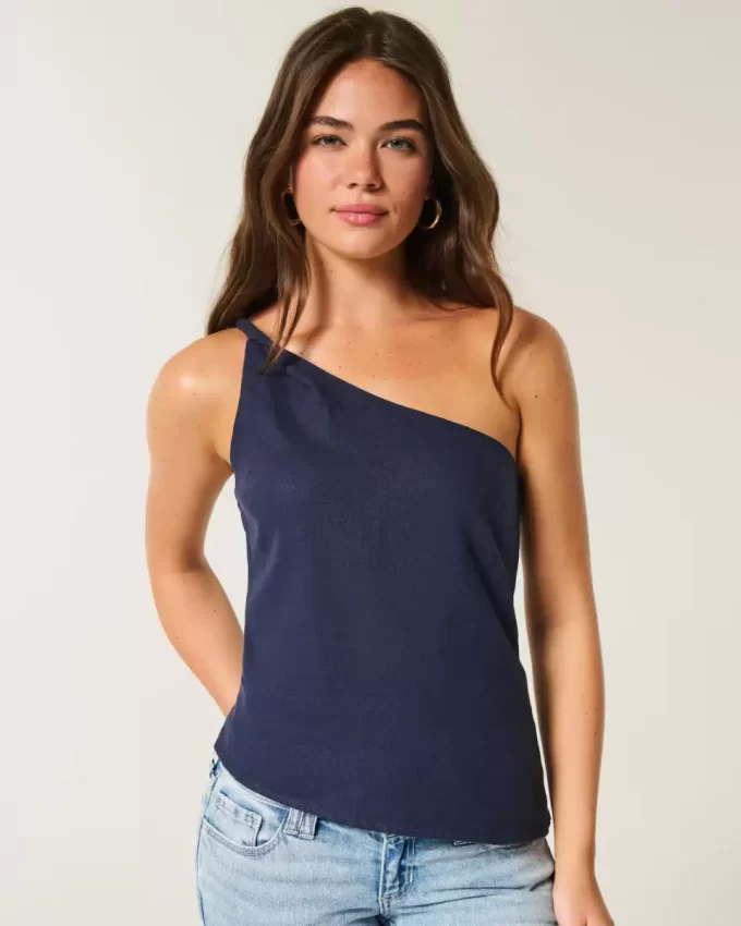 Λινό-Μείγμα με One-Shoulder Top Λινό-Μείγμα με One-Shoulder Top
