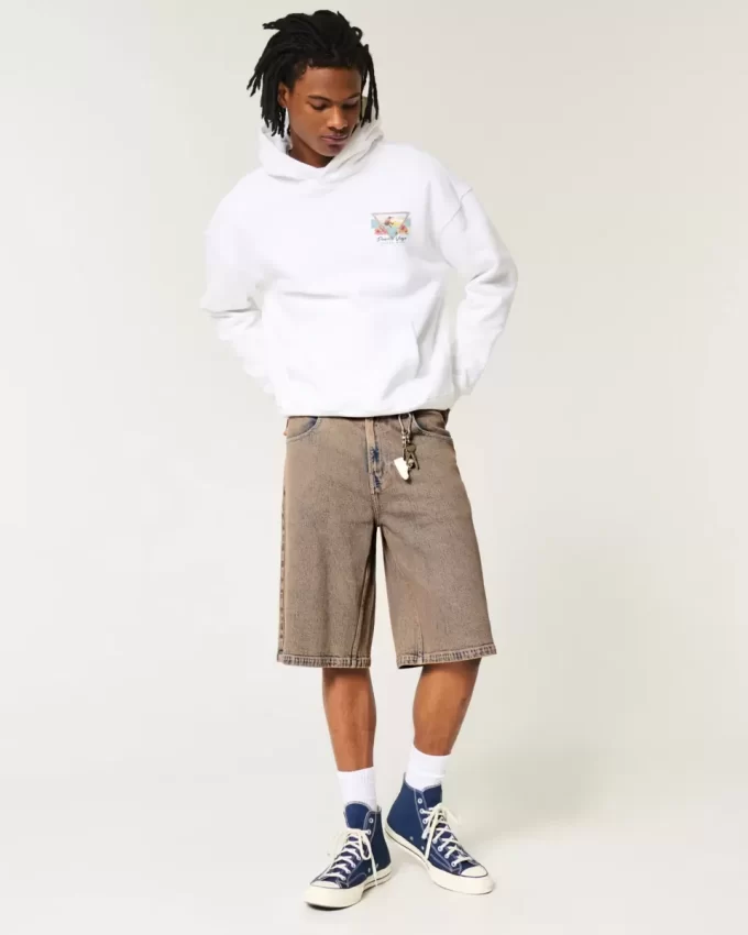 Καφέ τζιν σορτς Overdye Super Baggy Καφέ τζιν σορτς Overdye Super Baggy