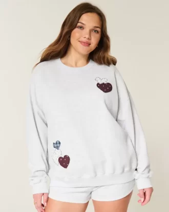 Oversized Heart Graphic Crew φούτερ