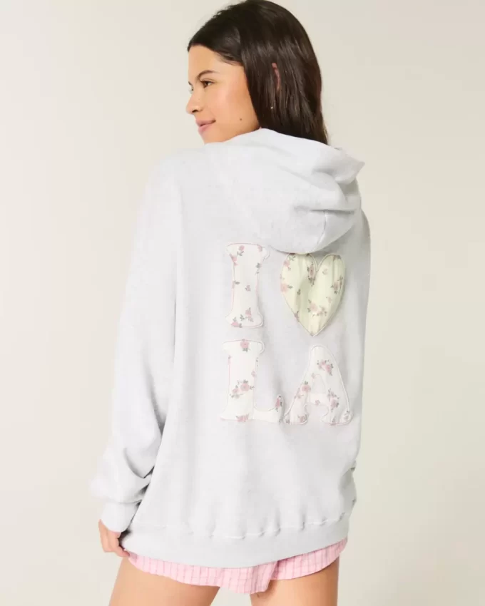 Oversized I Heart LA Graphic Hoodie Oversized I Heart LA Graphic Hoodie