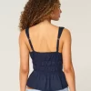 Λινό-Μίγμα Γραβάτα-Μπροστινό Peplum Top Λινό-Μίγμα Γραβάτα-Μπροστινό Peplum Top