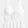 Λινό-Μίγμα Γραβάτα-Μπροστινό Peplum Top Λινό-Μίγμα Γραβάτα-Μπροστινό Peplum Top