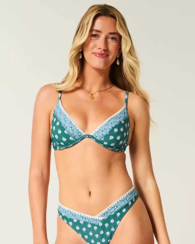 Τοπ μπικίνι με κεντημένη βελονιά Plunge Underwire