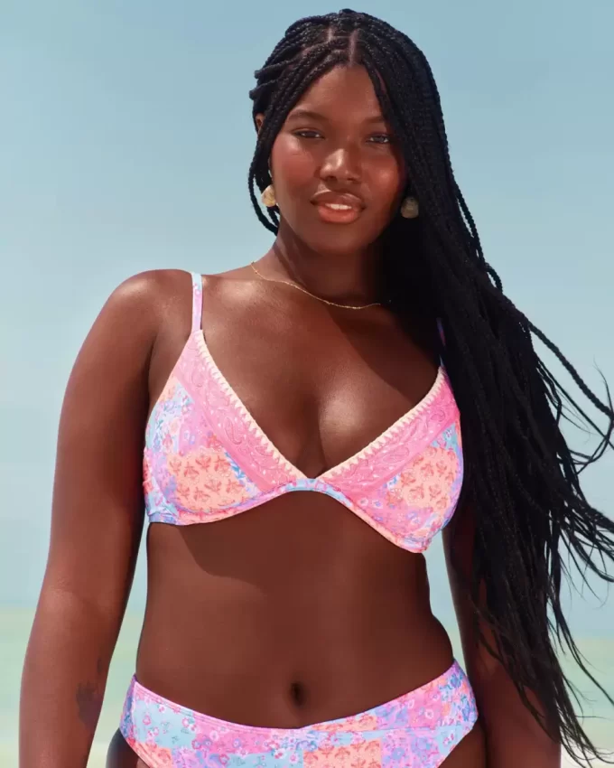 Τοπ μπικίνι με κεντημένη βελονιά Plunge Underwire
