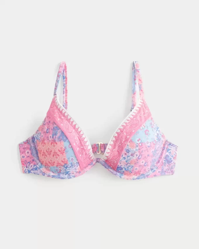Τοπ μπικίνι με κεντημένη βελονιά Plunge Underwire