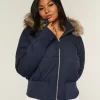 Μπουφάν Puffer Bomber Trim Faux Fur Μπουφάν Puffer Bomber Trim Faux Fur