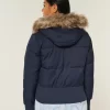 Μπουφάν Puffer Bomber Trim Faux Fur Μπουφάν Puffer Bomber Trim Faux Fur