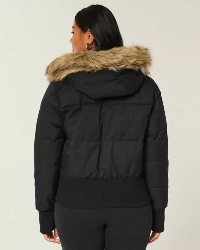 Μπουφάν Puffer Bomber Trim Faux Fur Μπουφάν Puffer Bomber Trim Faux Fur