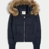 Μπουφάν Puffer Bomber Trim Faux Fur Μπουφάν Puffer Bomber Trim Faux Fur