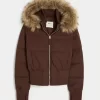 Μπουφάν Puffer Bomber Trim Faux Fur