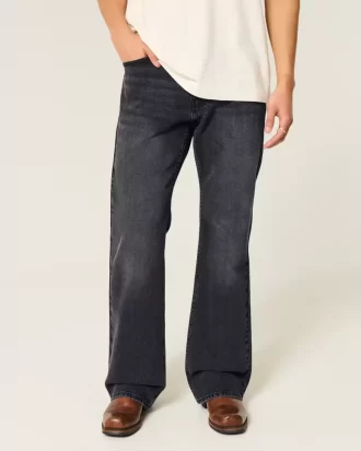 Πλυμένο μαύρο τζιν Relaxed Bootcut