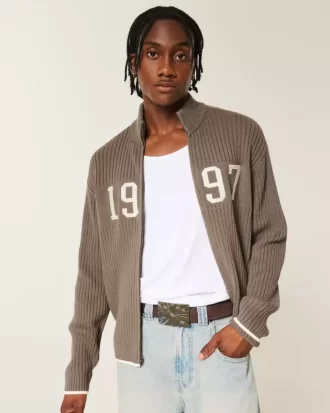Πουλόβερ Relaxed Number Graphic Zip-up Πουλόβερ Relaxed Number Graphic Zip-up