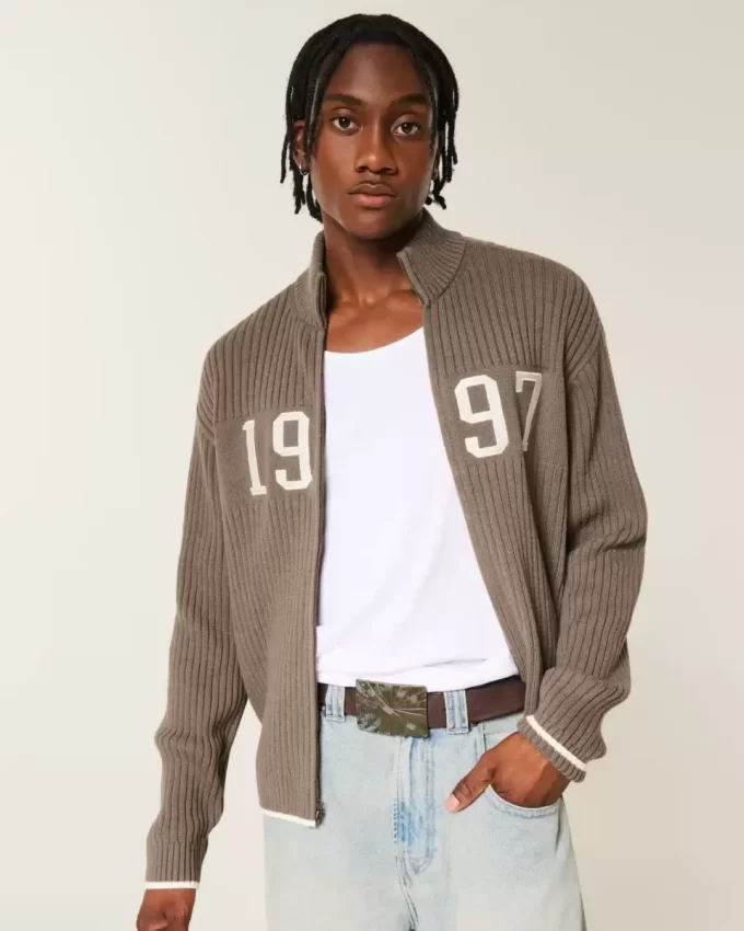Πουλόβερ Relaxed Number Graphic Zip-up