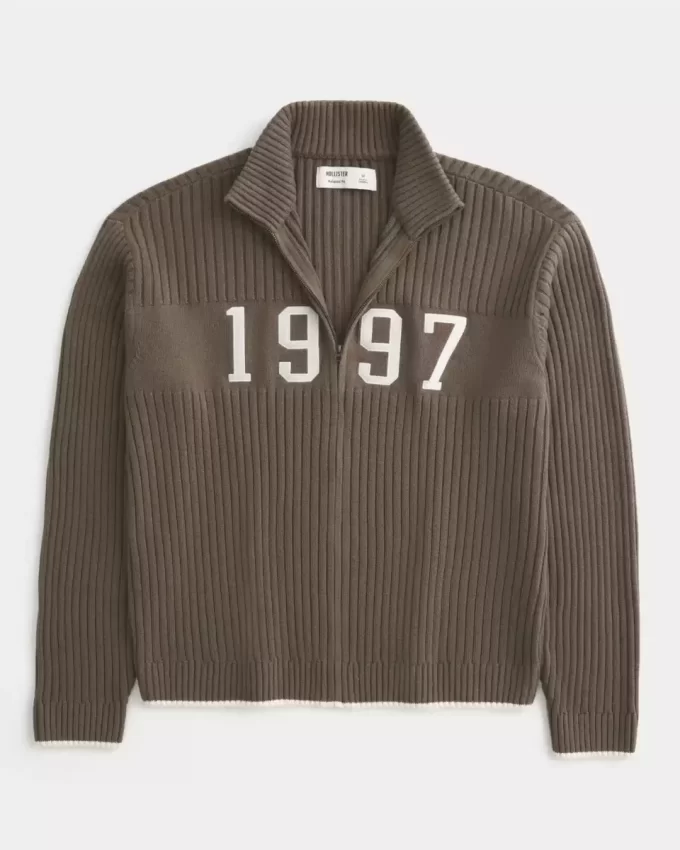 Πουλόβερ Relaxed Number Graphic Zip-up