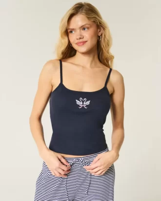 Ribbed Swan Graphic Cami