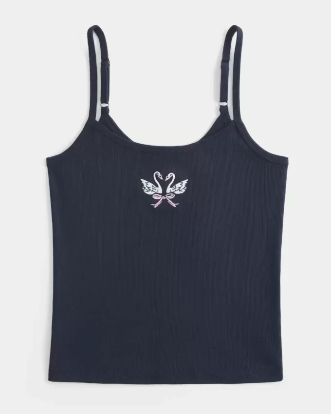 Ribbed Swan Graphic Cami Ribbed Swan Graphic Cami
