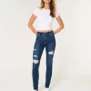 Υψηλό Ripped Dark Wash Super Skinny Jeans Υψηλό Ripped Dark Wash Super Skinny Jeans