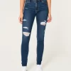 Υψηλό Ripped Dark Wash Super Skinny Jeans Υψηλό Ripped Dark Wash Super Skinny Jeans