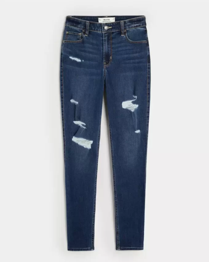 Υψηλό Ripped Dark Wash Super Skinny Jeans Υψηλό Ripped Dark Wash Super Skinny Jeans