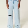 Καμπυλωτό χαμηλοκάβαλο Ripped Light Wash Baggy τζιν Καμπυλωτό χαμηλοκάβαλο Ripped Light Wash Baggy τζιν