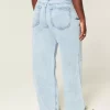 Καμπυλωτό χαμηλοκάβαλο Ripped Light Wash Baggy τζιν Καμπυλωτό χαμηλοκάβαλο Ripped Light Wash Baggy τζιν