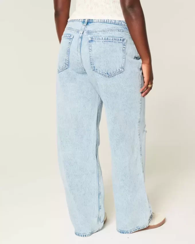 Καμπυλωτό χαμηλοκάβαλο Ripped Light Wash Baggy τζιν Καμπυλωτό χαμηλοκάβαλο Ripped Light Wash Baggy τζιν