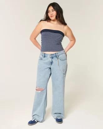 Χαμηλό Ripped Light Wash Baggy Jeans Χαμηλό Ripped Light Wash Baggy Jeans