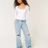 Χαμηλό Ripped Light Wash Baggy Jeans Χαμηλό Ripped Light Wash Baggy Jeans