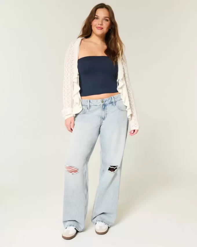 Χαμηλό Ripped Light Wash Baggy Jeans Χαμηλό Ripped Light Wash Baggy Jeans