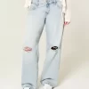 Χαμηλό Ripped Light Wash Baggy Jeans Χαμηλό Ripped Light Wash Baggy Jeans