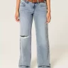 Χαμηλό Ripped Light Wash Baggy Jeans Χαμηλό Ripped Light Wash Baggy Jeans