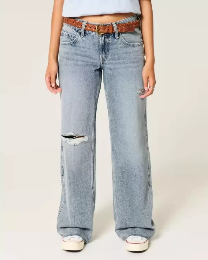 Χαμηλό Ripped Light Wash Baggy Jeans Χαμηλό Ripped Light Wash Baggy Jeans