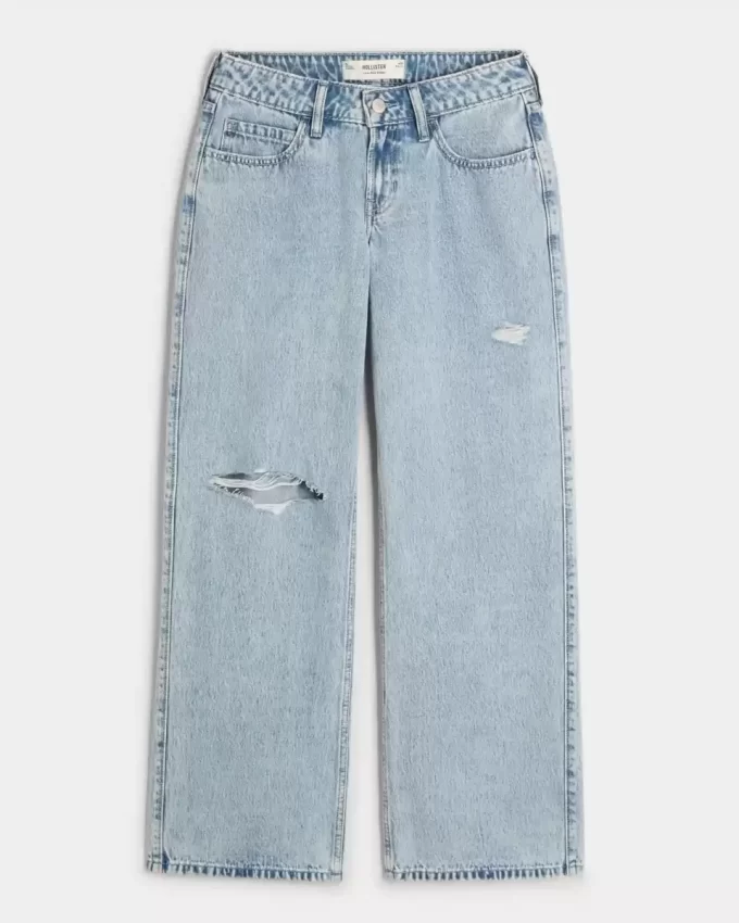 Χαμηλό Ripped Light Wash Baggy Jeans Χαμηλό Ripped Light Wash Baggy Jeans