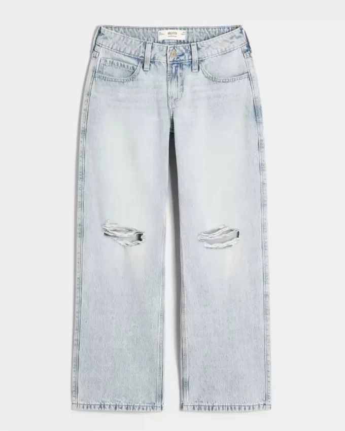Χαμηλό Ripped Light Wash Baggy Jeans Χαμηλό Ripped Light Wash Baggy Jeans