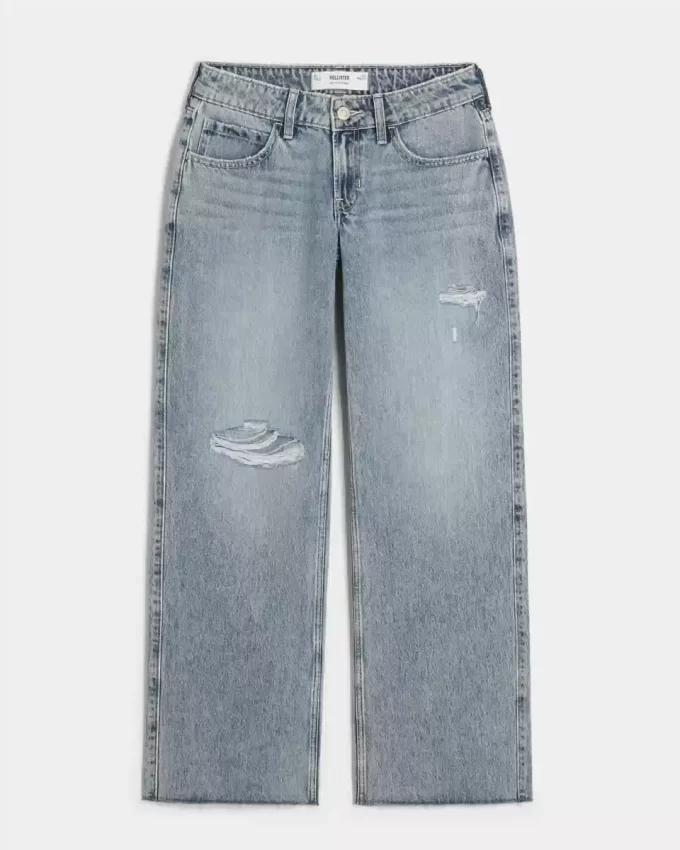 Χαμηλό Ripped Light Wash Baggy Jeans Χαμηλό Ripped Light Wash Baggy Jeans
