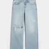 Χαμηλό Ripped Light Wash Baggy Jeans Χαμηλό Ripped Light Wash Baggy Jeans