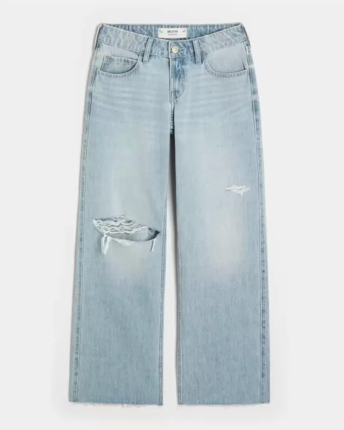 Χαμηλό Ripped Light Wash Baggy Jeans Χαμηλό Ripped Light Wash Baggy Jeans