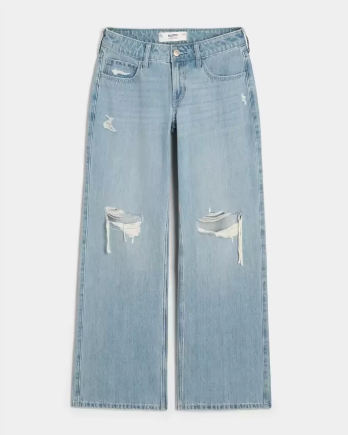 Χαμηλό Ripped Light Wash Baggy Jeans Χαμηλό Ripped Light Wash Baggy Jeans