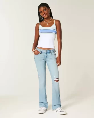 Χαμηλό τζιν Ripped Light Wash Κεντημένο Bootcut