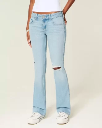 Χαμηλό τζιν Ripped Light Wash Κεντημένο Bootcut