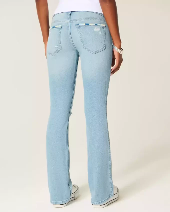 Χαμηλό τζιν Ripped Light Wash Κεντημένο Bootcut Χαμηλό τζιν Ripped Light Wash Κεντημένο Bootcut