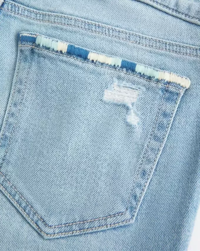 Χαμηλό τζιν Ripped Light Wash Κεντημένο Bootcut Χαμηλό τζιν Ripped Light Wash Κεντημένο Bootcut
