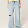 Χαμηλό ύψος Ripped Light Wash Graphic baggy τζιν